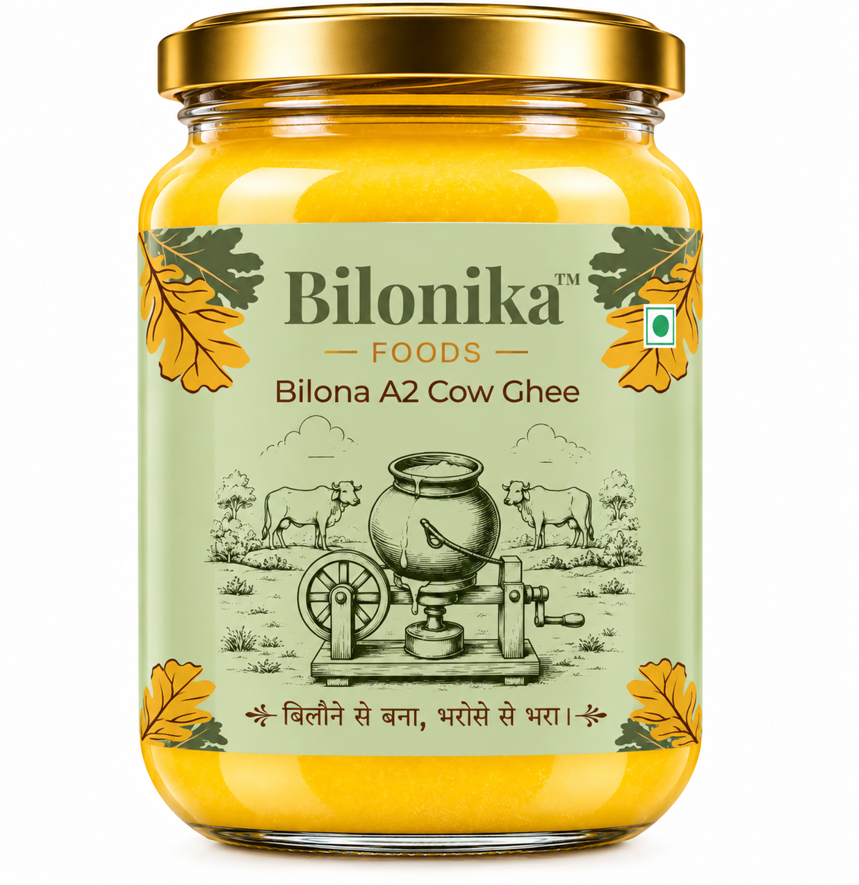 Organic Bilona A2 Desi Cow Ghee 500Ml 1 - Bilonika Foods Bilonika Bilona A2 Cow Ghee Jar