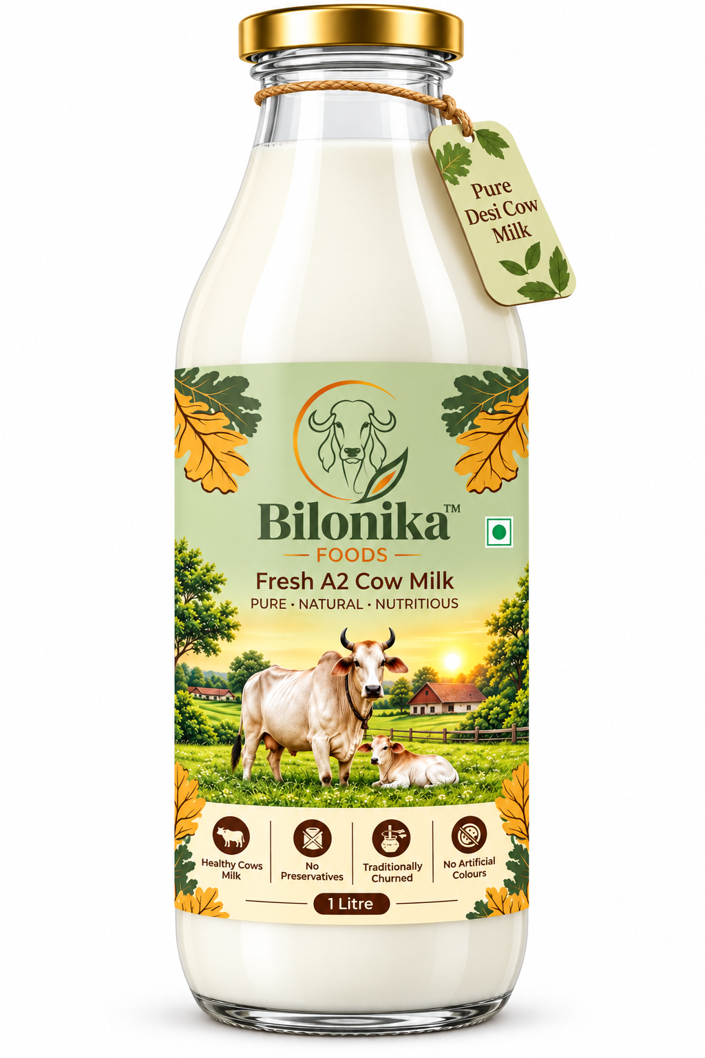 Fresh A2 Cow Milk 1 - Bilonika Foods Bilonika Fresh A2 Cow Milk Bottle